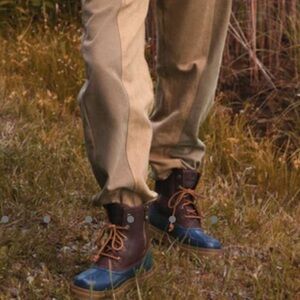 Sperry Navy and Brown Duck Boots women 11M leather rubber outdoor snow rain fall